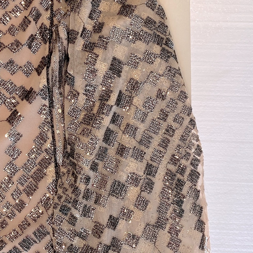 2x🎉HP Anna Sui Anthropologie Metallic Silver Sequin Mini Dress Retrofete Style - Picture 6 of 15